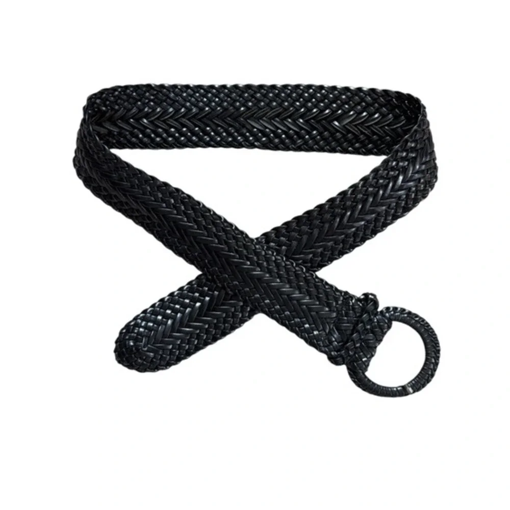 Y2K Vintage Black Chunky Braided Waist Belt - XL -‎ 38